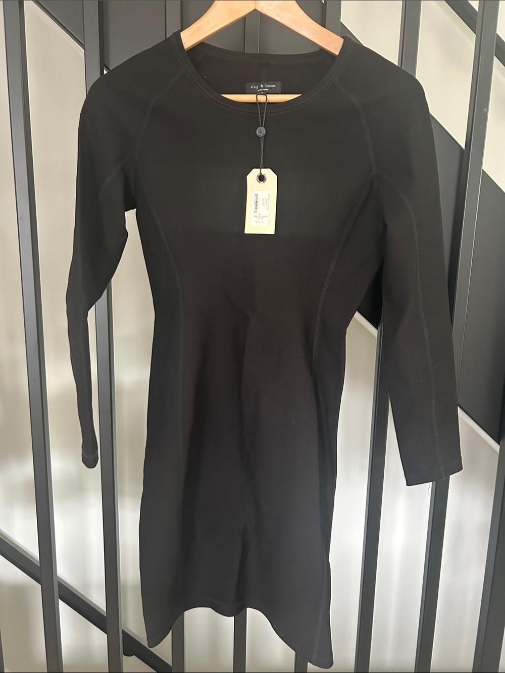 rag & bone Black Long-Sleeve Fitted Sheath Dress